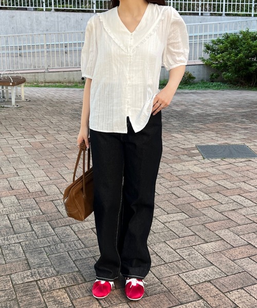 GIUNON(ジウノン)の「frill collar cotton blouse / フリルカラーコットンブラウス(シャツ/ブラウス・レディース・ホワイト・FREE)」の18枚目の写真