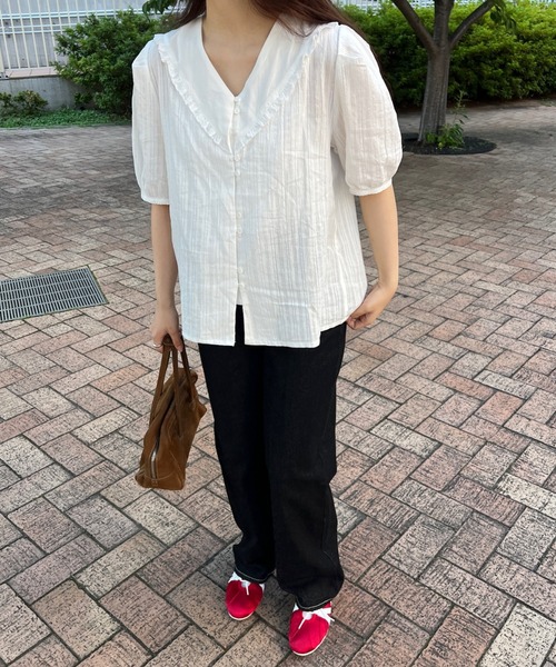 GIUNON(ジウノン)の「frill collar cotton blouse / フリルカラーコットンブラウス(シャツ/ブラウス・レディース・ホワイト・FREE)」の17枚目の写真