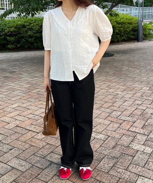 GIUNON(ジウノン)の「frill collar cotton blouse / フリルカラーコットンブラウス(シャツ/ブラウス・レディース・ホワイト・FREE)」の16枚目の写真