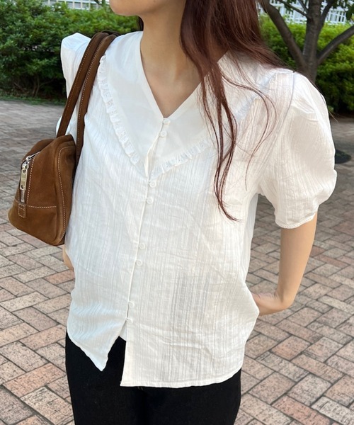 GIUNON(ジウノン)の「frill collar cotton blouse / フリルカラーコットンブラウス(シャツ/ブラウス・レディース・ホワイト・FREE)」の14枚目の写真
