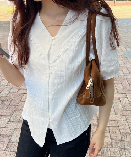 GIUNON(ジウノン)の「frill collar cotton blouse / フリルカラーコットンブラウス(シャツ/ブラウス・レディース・ホワイト・FREE)」の8枚目の写真