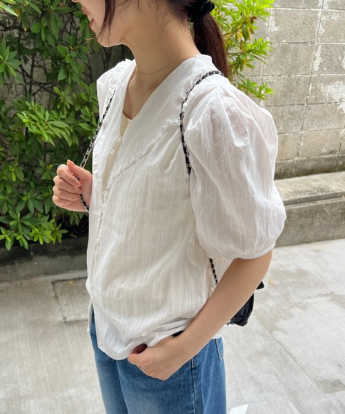 GIUNON(ジウノン)の「frill collar cotton blouse / フリルカラーコットンブラウス(シャツ/ブラウス・レディース・ホワイト・FREE)」の2枚目の写真