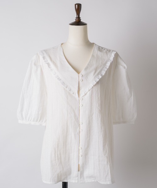 GIUNON(ジウノン)の「frill collar cotton blouse / フリルカラーコットンブラウス(シャツ/ブラウス・レディース・ホワイト・FREE)」の22枚目の写真