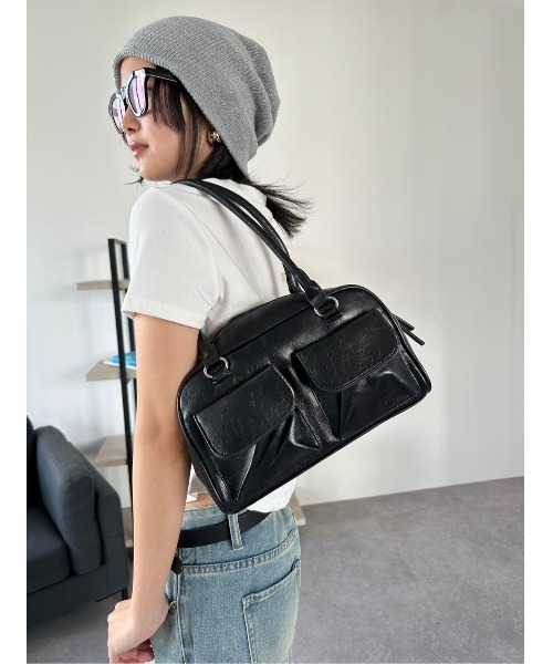 STYLEMIXER ビーニー フェイクレザートート ムラ加工フェイクレザー