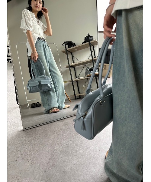 HANNE（アン）の「２ポケットフェイクレザーショルダーバッグ（ショルダーバッグ・レディース・ブルー/ブラック・FREE）」の10枚目の写真