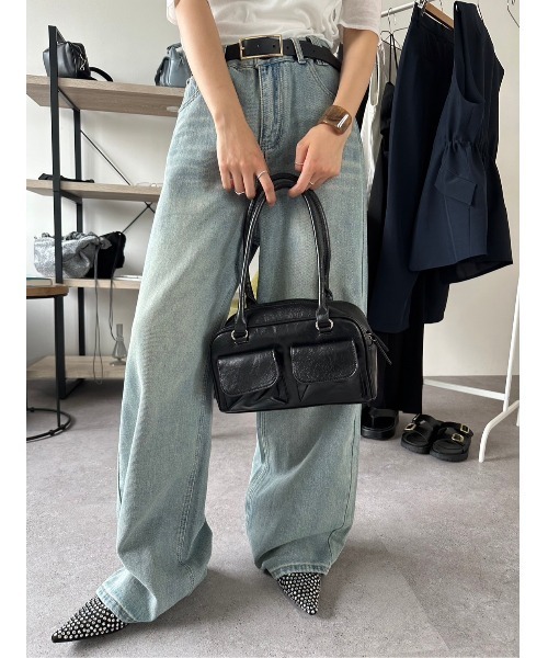 HANNE（アン）の「２ポケットフェイクレザーショルダーバッグ（ショルダーバッグ・レディース・ブルー/ブラック・FREE）」の15枚目の写真