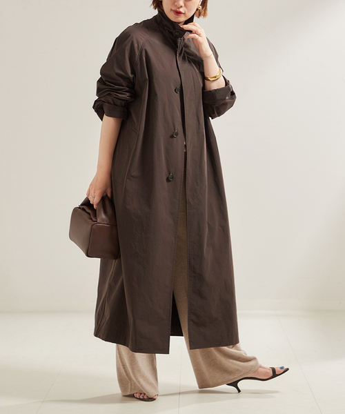 plage(プラージュ)の「Balmacaan コート(ステンカラーコート・レディース・ブラック/ブラウン・36/38)」の2枚目の写真