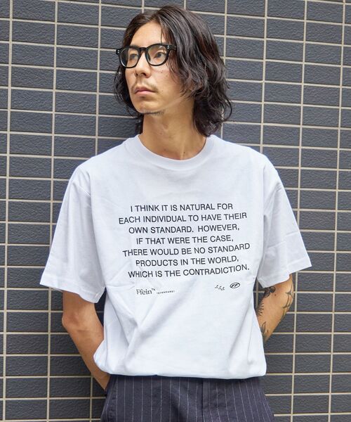 FFEIN（フェイン）の「FFEIN(フェイン) メッセージPT TEE（Tシャツ/カットソー・メンズ・ブルー/ブラック/ネイビー/ホワイト/チャコール・SMALL/MEDIUM/LARGE）」の2枚目の写真