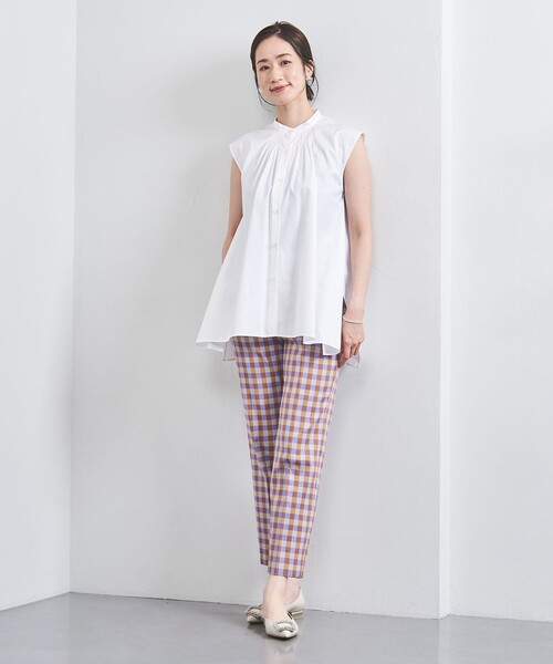 UNITED ARROWS（ユナイテッドアローズ）の「タックフレア ノースリーブ ブラウス（シャツ/ブラウス・レディース・その他7/ライトブルー/ホワイト・FREE）」の5枚目の写真