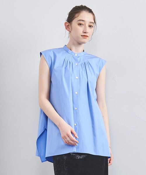 UNITED ARROWS（ユナイテッドアローズ）の「タックフレア ノースリーブ ブラウス（シャツ/ブラウス・レディース・その他7/ライトブルー/ホワイト・FREE）」の6枚目の写真