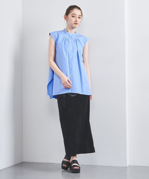 UNITED ARROWS（ユナイテッドアローズ）の「タックフレア ノースリーブ ブラウス（シャツ/ブラウス・レディース・その他7/ライトブルー/ホワイト・FREE）」の7枚目の写真