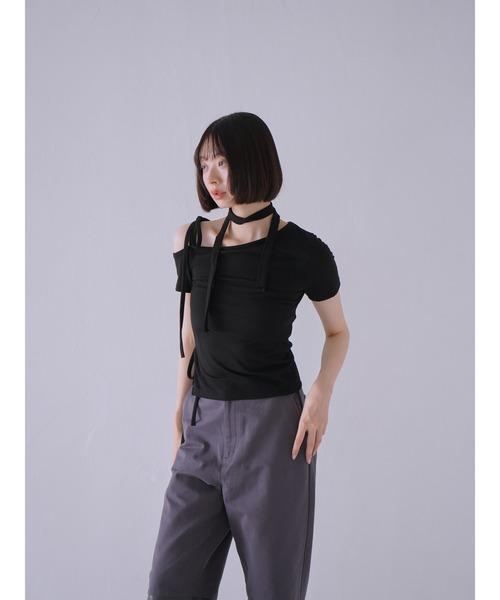 AND MARY 半袖オフショルダートップス 黒　お値下げ AND MARY 半袖オフショルダートップス 黒 お値下げ - メルカリ