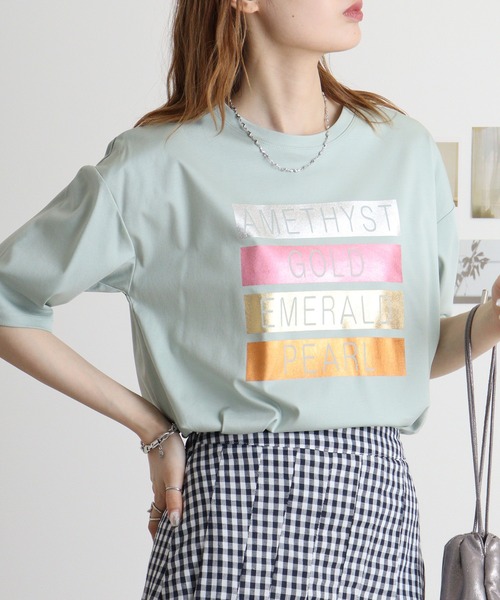 BRODIAEA メタリック箔押し スムースTシャツ（Tシャツ