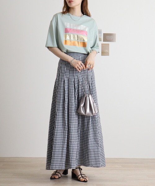 ブローディア BRODIAEA メタリック箔押しロゴ半袖スムースTシャツ （モカ） ブローディア BRODIAEA メタリック箔押しロゴ半袖スムースT