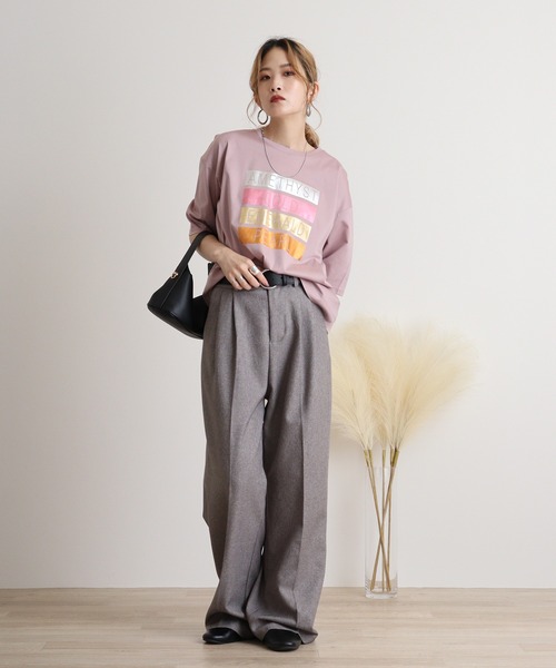 ブローディア BRODIAEA バイオシルスムースロゴプリント半袖Tシャツ （ネイビー） ブローディア BRODIAEA バイオシルスムースロゴプリント半袖T