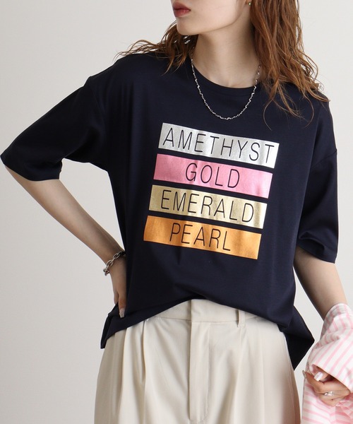 BRODIAEA メタリック箔押し スムースTシャツ（Tシャツ