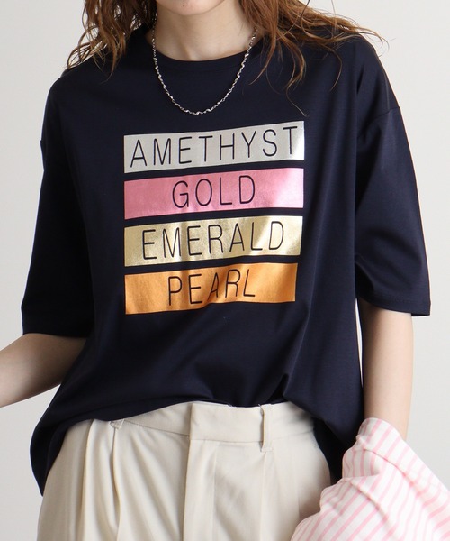 BRODIAEA メタリック箔押し スムースTシャツ（Tシャツ
