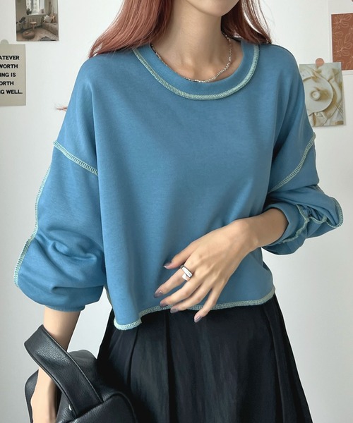 ABYS(アビス)の「リンキングクロップドプルオーバー(スウェット・レディース・アイボリー/チャコールグレー/ブルー/杢グレー・FREE)」の11枚目の写真
