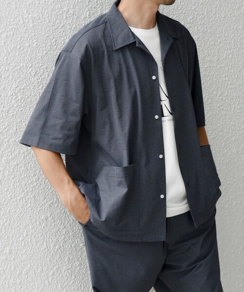 SHIPS any（シップス エニィ）の「【WEB限定】SHIPS any: サイドポケット リラックス オープンカラー シャツ（セットアップ対応）◇（シャツ/ブラウス・メンズ・ダークグレー/ライトグレー/ブラック/ライトブルー・SMALL/X-LARGE/LARGE/MEDIUM）」の3枚目の写真