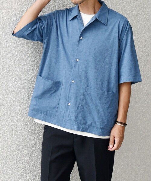 SHIPS any（シップス エニィ）の「【WEB限定】SHIPS any: サイドポケット リラックス オープンカラー シャツ（セットアップ対応）◇（シャツ/ブラウス・メンズ・ダークグレー/ライトグレー/ブラック/ライトブルー・SMALL/X-LARGE/LARGE/MEDIUM）」の4枚目の写真