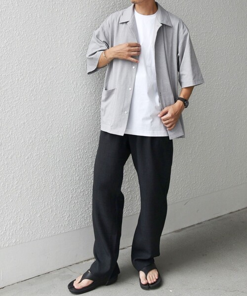 SHIPS any（シップス エニィ）の「【WEB限定】SHIPS any: サイドポケット リラックス オープンカラー シャツ（セットアップ対応）◇（シャツ/ブラウス・メンズ・ダークグレー/ライトグレー/ブラック/ライトブルー・SMALL/X-LARGE/LARGE/MEDIUM）」の5枚目の写真