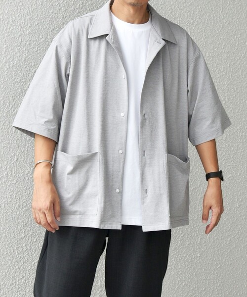 SHIPS any（シップス エニィ）の「【WEB限定】SHIPS any: サイドポケット リラックス オープンカラー シャツ（セットアップ対応）◇（シャツ/ブラウス・メンズ・ダークグレー/ライトグレー/ブラック/ライトブルー・SMALL/X-LARGE/LARGE/MEDIUM）」の9枚目の写真