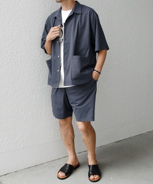 SHIPS any（シップス エニィ）の「【WEB限定】SHIPS any: サイドポケット リラックス オープンカラー シャツ（セットアップ対応）◇（シャツ/ブラウス・メンズ・ダークグレー/ライトグレー/ブラック/ライトブルー・SMALL/X-LARGE/LARGE/MEDIUM）」の10枚目の写真