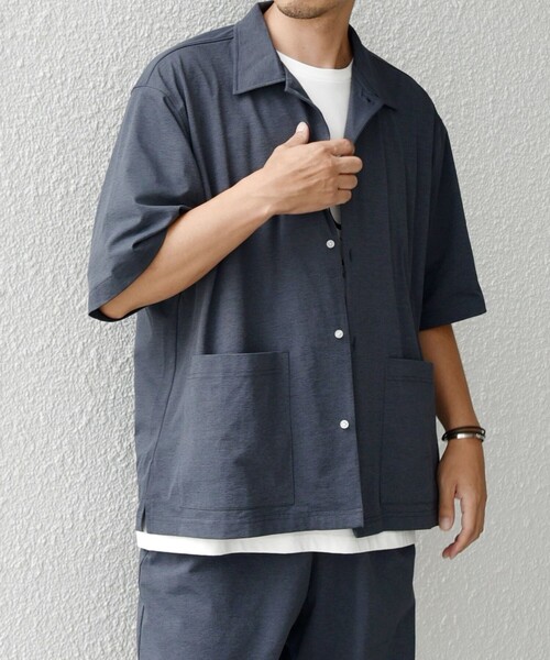 SHIPS any（シップス エニィ）の「【WEB限定】SHIPS any: サイドポケット リラックス オープンカラー シャツ（セットアップ対応）◇（シャツ/ブラウス・メンズ・ダークグレー/ライトグレー/ブラック/ライトブルー・SMALL/X-LARGE/LARGE/MEDIUM）」の14枚目の写真