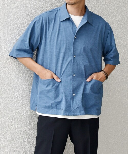 SHIPS any（シップス エニィ）の「【WEB限定】SHIPS any: サイドポケット リラックス オープンカラー シャツ（セットアップ対応）◇（シャツ/ブラウス・メンズ・ダークグレー/ライトグレー/ブラック/ライトブルー・SMALL/X-LARGE/LARGE/MEDIUM）」の22枚目の写真