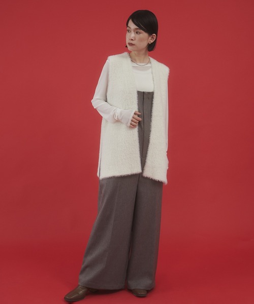 hunch（ハンチ）の「【WEB限定/別注】シャギーニット ベスト（ベスト・レディース・ダークグレー/モカ/オフホワイト・FREE）」の6枚目の写真