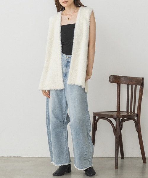 hunch（ハンチ）の「【WEB限定/別注】シャギーニット ベスト（ベスト・レディース・ダークグレー/モカ/オフホワイト・FREE）」の22枚目の写真