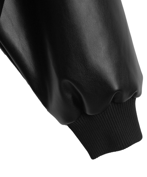 SHORT ROUND（ショートラウンド）の「SHORT ROUND/エコレザーフードブルゾン（ライダースジャケット・メンズ・ブラック・MEDIUM/LARGE）」の11枚目の写真