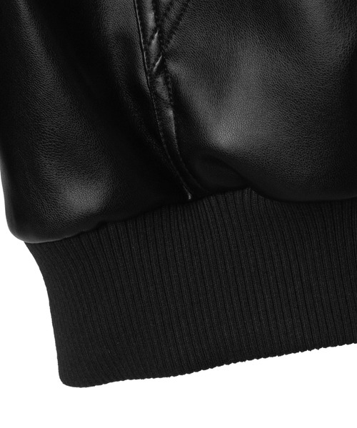 SHORT ROUND（ショートラウンド）の「SHORT ROUND/エコレザーフードブルゾン（ライダースジャケット・メンズ・ブラック・MEDIUM/LARGE）」の12枚目の写真