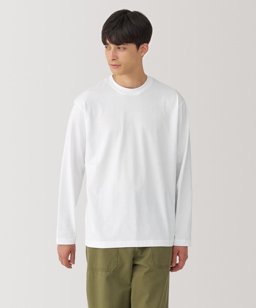 無印良品(ムジルシリョウヒン)の「紳士 天竺編みクルーネック長袖Tシャツ(Tシャツ/カットソー・メンズ・ダークグリーン/ブルー系/ブラック/ホワイト/バーガンディー/ダークネイビー・XL/L/M/S)」の1枚目の写真