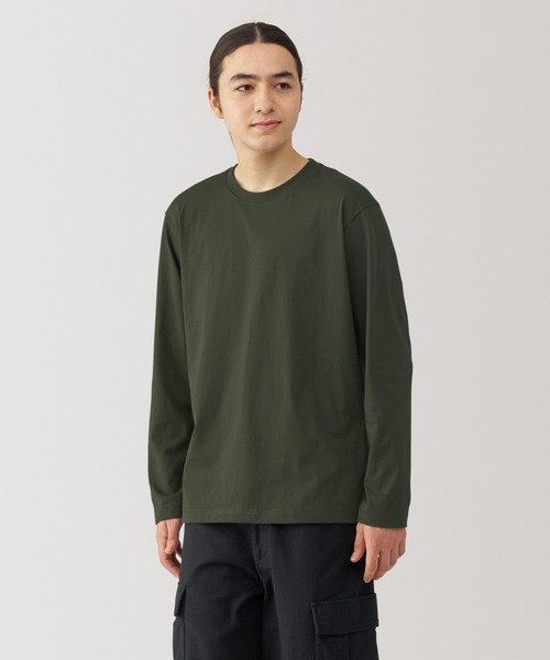 無印良品(ムジルシリョウヒン)の「紳士 天竺編みクルーネック長袖Tシャツ(Tシャツ/カットソー・メンズ・ダークグリーン/ブルー系/ブラック/ホワイト/バーガンディー/ダークネイビー・XL/L/M/S)」の3枚目の写真