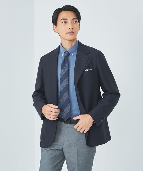 green label relaxing（グリーンレーベルリラクシング）の「TC ミニバーズアイ ボタンダウン ドレスシャツ -ストレッチ・イージーアイロン-（ビジネスシャツ・メンズ・ネイビー/コバルトブルー/ライトグレー・L/M/S/XL）」の8枚目の写真