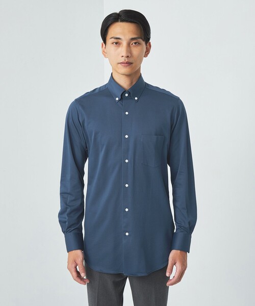 green label relaxing（グリーンレーベルリラクシング）の「TC ミニバーズアイ ボタンダウン ドレスシャツ -ストレッチ・イージーアイロン-（ビジネスシャツ・メンズ・ネイビー/コバルトブルー/ライトグレー・L/M/S/XL）」の10枚目の写真