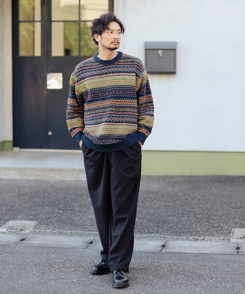 B:MING by BEAMS(ビーミングバイビームス)の「5ゲージ フェアアイル ニット(ニット/セーター・メンズ・ネイビー/オリーブ・SMALL/MEDIUM/LARGE/X-LARGE)」の7枚目の写真
