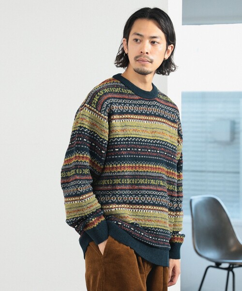 B:MING by BEAMS(ビーミングバイビームス)の「5ゲージ フェアアイル ニット(ニット/セーター・メンズ・ネイビー/オリーブ・SMALL/MEDIUM/LARGE/X-LARGE)」の13枚目の写真
