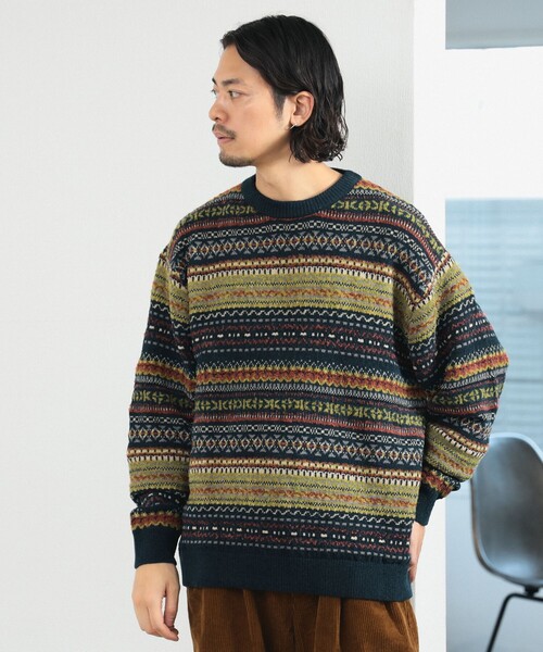 B:MING by BEAMS(ビーミングバイビームス)の「5ゲージ フェアアイル ニット(ニット/セーター・メンズ・ネイビー/オリーブ・SMALL/MEDIUM/LARGE/X-LARGE)」の14枚目の写真