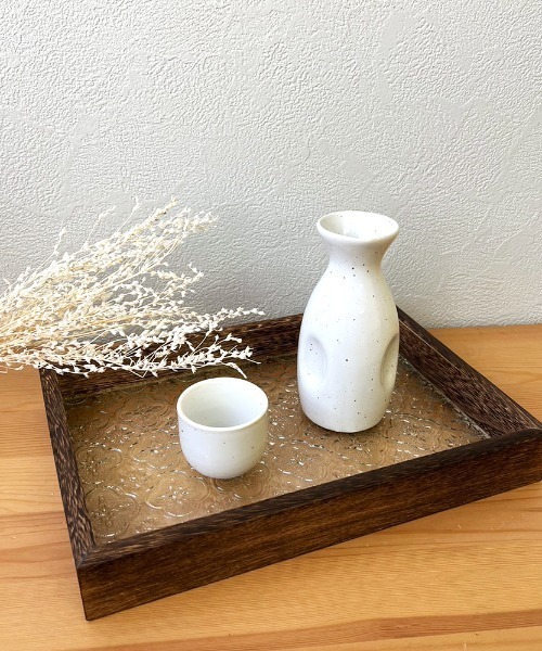 ベゴニア ヴィンテージ 型板ガラス ウッドトレイ Lサイズ PDI