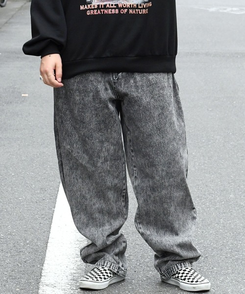 HALHAM(ハルハム)の「vintage like loose fit tapered denim pants/ヴィンテージ ライク ルーズフィット テーパード デニムパンツ【IR】(デニムパンツ・メンズ・ケミカルウォッシュ/ブラック系その他/ブラック・M/L/XL)」の4枚目の写真