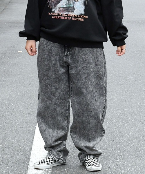 HALHAM(ハルハム)の「vintage like loose fit tapered denim pants/ヴィンテージ ライク ルーズフィット テーパード デニムパンツ【IR】(デニムパンツ・メンズ・ケミカルウォッシュ/ブラック系その他/ブラック・M/L/XL)」の5枚目の写真