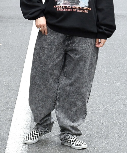 HALHAM(ハルハム)の「vintage like loose fit tapered denim pants/ヴィンテージ ライク ルーズフィット テーパード デニムパンツ【IR】(デニムパンツ・メンズ・ケミカルウォッシュ/ブラック系その他/ブラック・M/L/XL)」の6枚目の写真