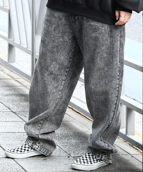 HALHAM(ハルハム)の「vintage like loose fit tapered denim pants/ヴィンテージ ライク ルーズフィット テーパード デニムパンツ【IR】(デニムパンツ・メンズ・ケミカルウォッシュ/ブラック系その他/ブラック・M/L/XL)」の9枚目の写真