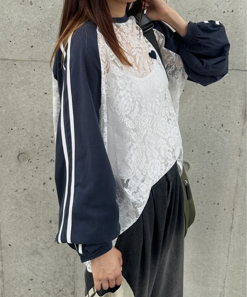 セール】レースラグランハートロンT（Tシャツ/カットソー
