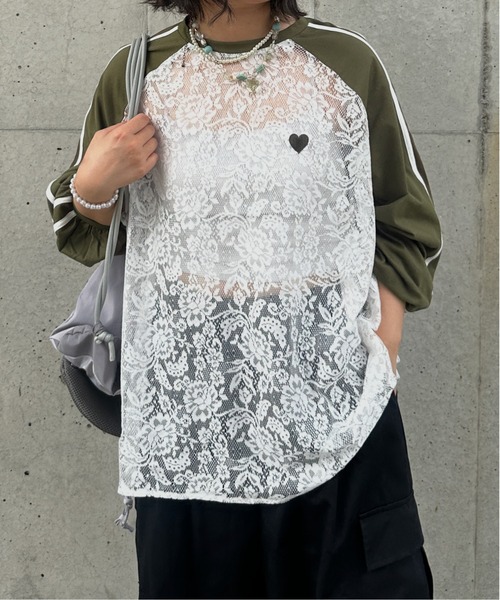 kutir(クティール)の「レースラグランハートロンT(Tシャツ/カットソー・レディース・その他/カーキ/ブラック/ボルドー/ホワイト・FREE)」の17枚目の写真