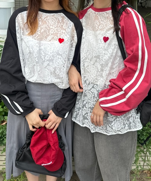 kutir(クティール)の「レースラグランハートロンT(Tシャツ/カットソー・レディース・その他/カーキ/ブラック/ボルドー/ホワイト・FREE)」の11枚目の写真