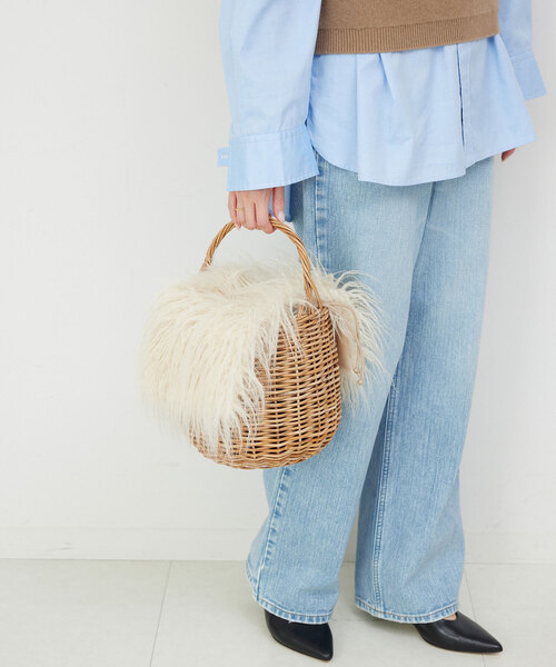 SLOBE IENA(スローブイエナ)の「BAGMATI/バグマティ ファーカゴバッグ BBK24-SS28-FUR(かごバッグ・レディース・アイボリー・FREE)」の4枚目の写真