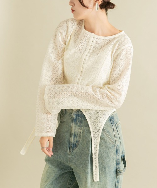 KBF（ケイビーエフ）の「フロントホックレースプルオーバー（Tシャツ/カットソー・レディース・ブラック/アイボリー・ONE）」の9枚目の写真